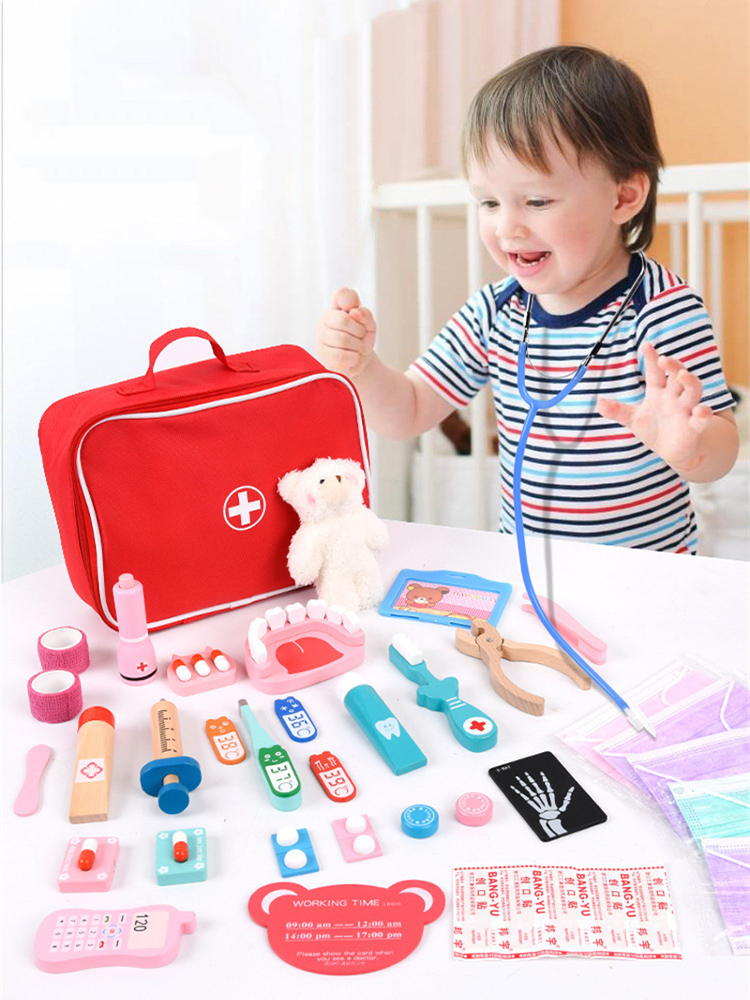 Kids Toys Doctor Set - Zabawki do zabawy w lekarza, drewniany